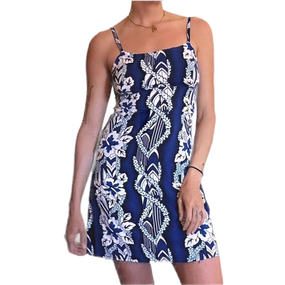 Tiki palm vintage mini dress